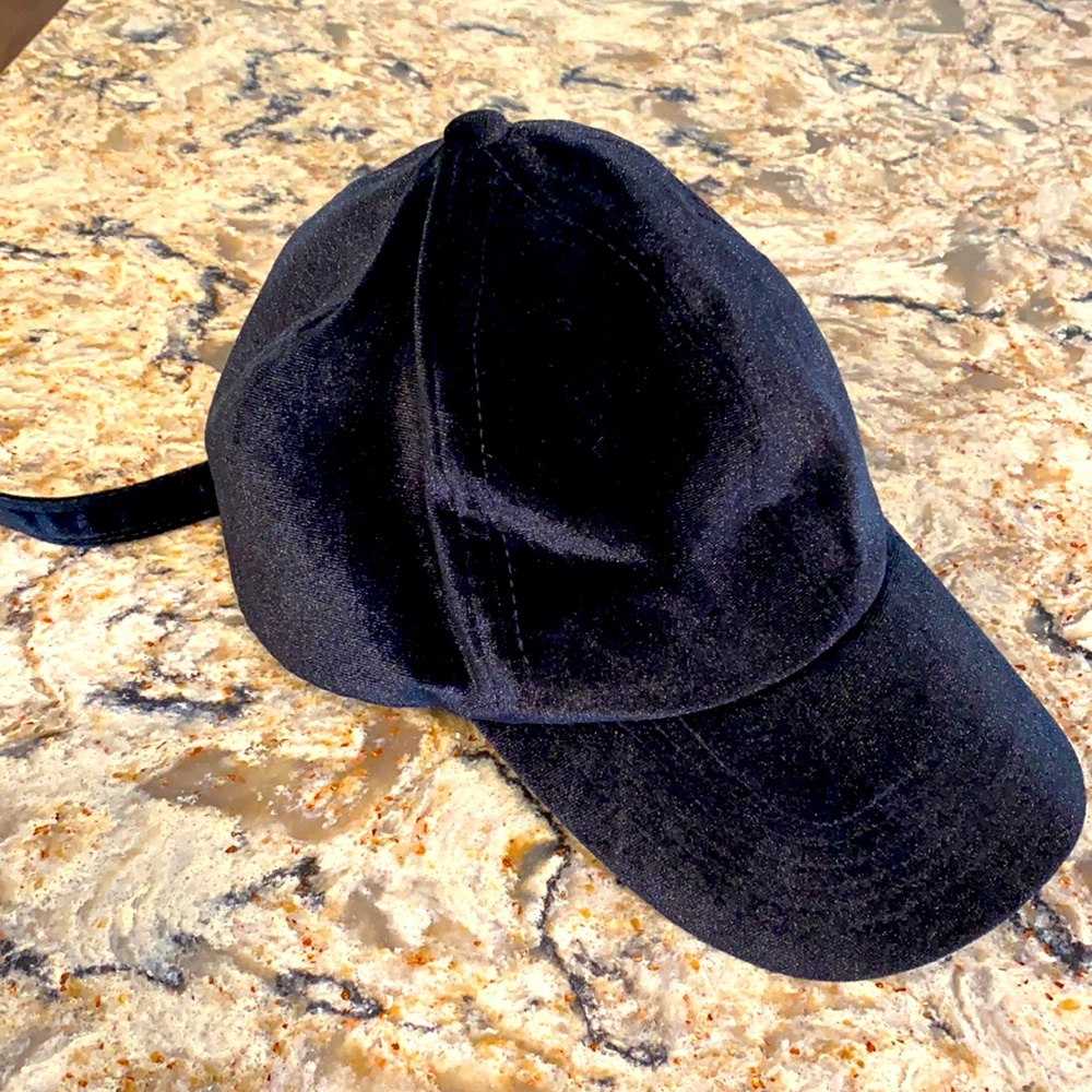 Black Velour Baseball Hat